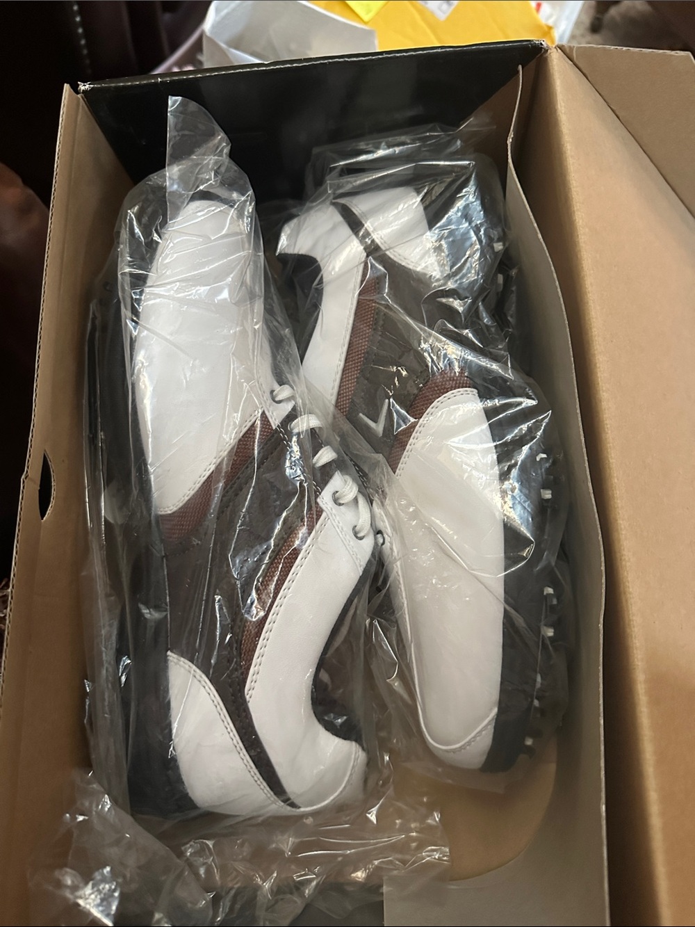 Callaway White and Brown Men's Athletic Golf Shoes